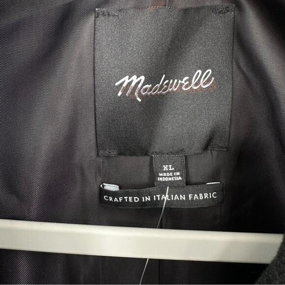 Madewell Wool Blend Double Breasted Trench Coat in black Size XL - Picture 5 of 12